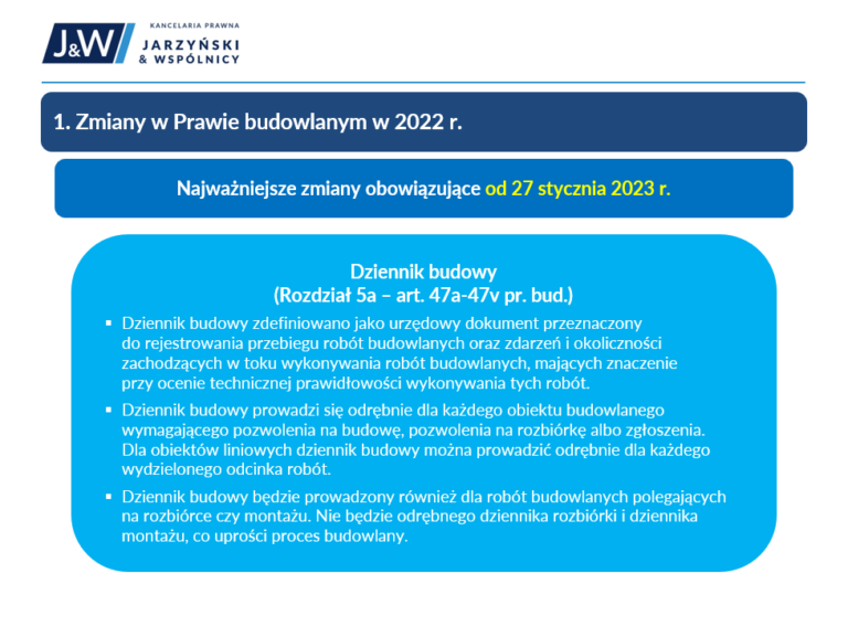 Dziennik Budowy - Zmiany Od 27 Stycznia 2023 R. | Kancelaria Prawna ...