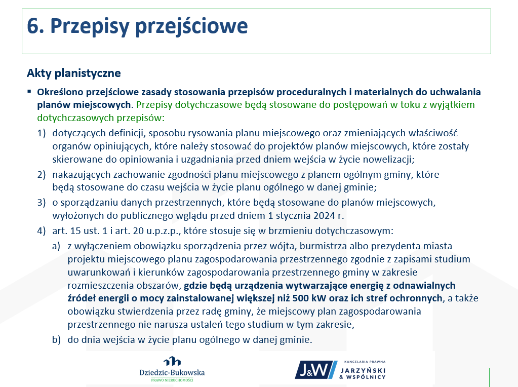 Przepisy Przejściowe Nowelizacji Ustawy O Planowaniu I Zagospodarowaniu ...